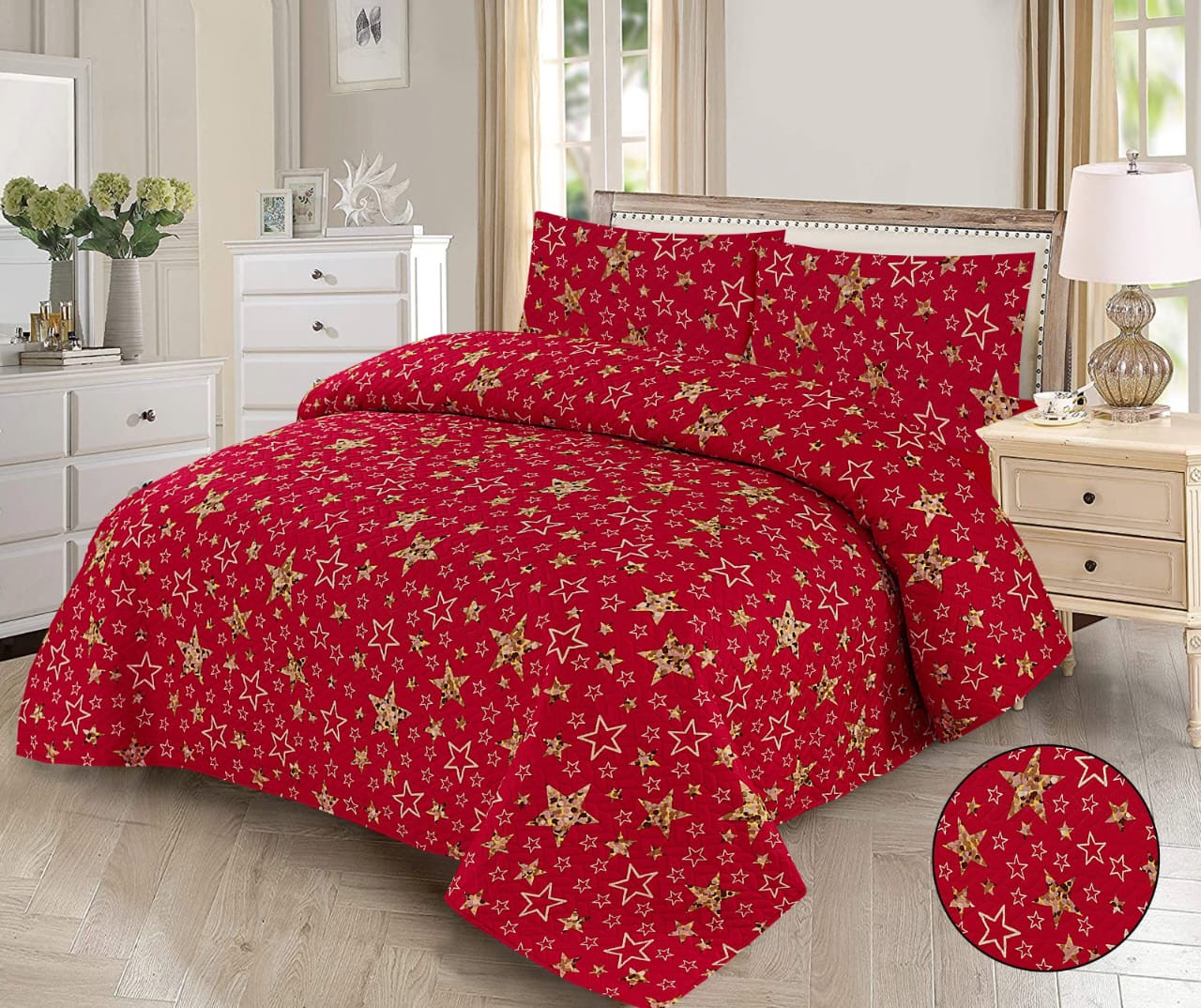 3PC Premium Quality Quilted King Size Bed Spread